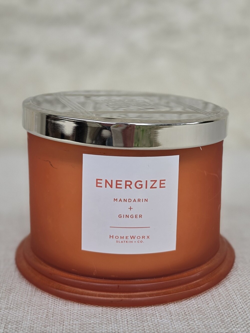 HomeWorx Energize Mandarin + Ginger Scented Candle - Orange 14oz New